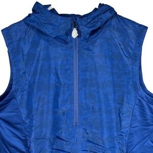 CBUK Cutter & Buck Womens XXL Royal Blue Hooded 1/4 Zip Vest Geometric Pattern